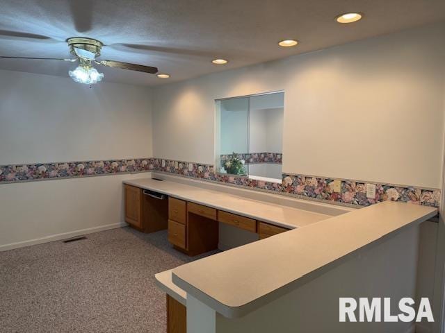 301 S Pershing St, Energy, IL 62933 - bathroom with a ceiling fan, baseboards, recessed lighting, and visible vents