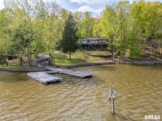 view of dock featuring a water view