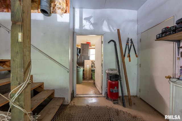 basement featuring stairway