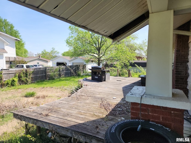 wooden deck featuring a fenced backyard