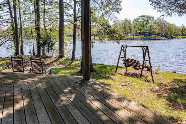 deck with a water view