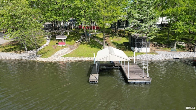 dock area featuring a water view
