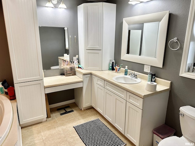 1821 Zion Hill Rd, Centralia, IL 62801 - bathroom with vanity, tile patterned floors, and a textured wall