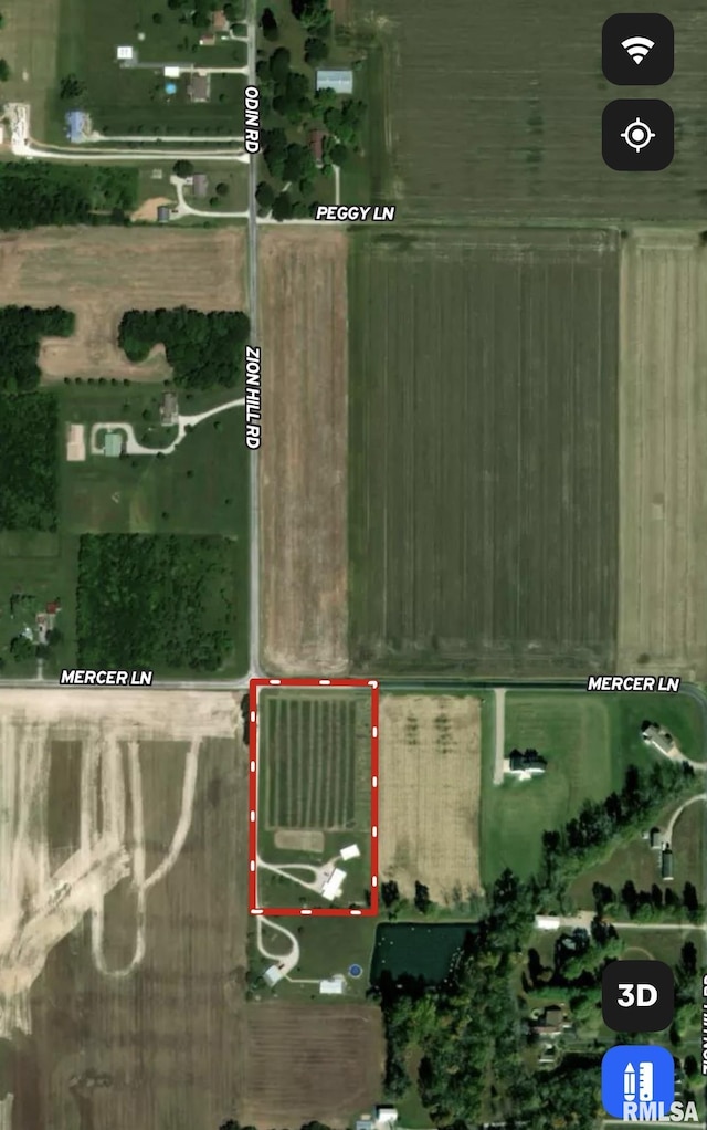 1821 Zion Hill Rd, Centralia, IL 62801 - aerial view of property's location with property boundaries highlighted