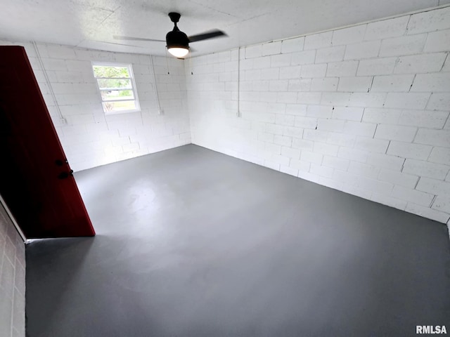 unfurnished bedroom with finished concrete flooring