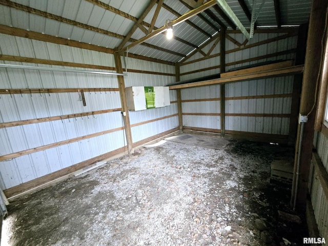 garage with metal wall