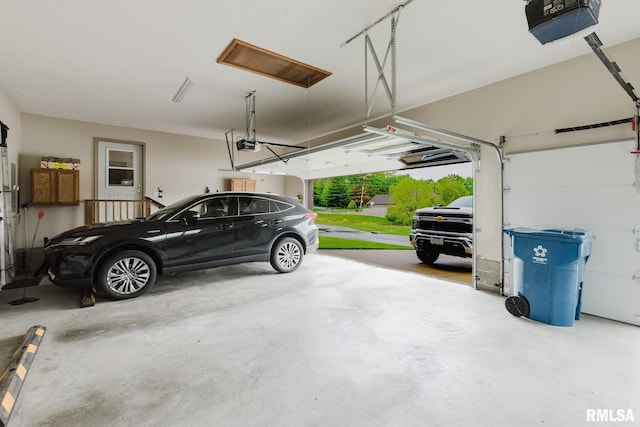garage with a garage door opener