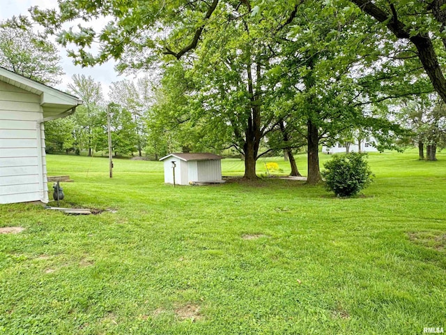 view of yard featuring a storage unit and an outdoor structure
