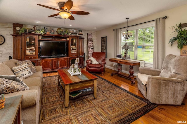 24 Karen Dr, Christopher, IL 62822 - living room with wood finished floors and a ceiling fan