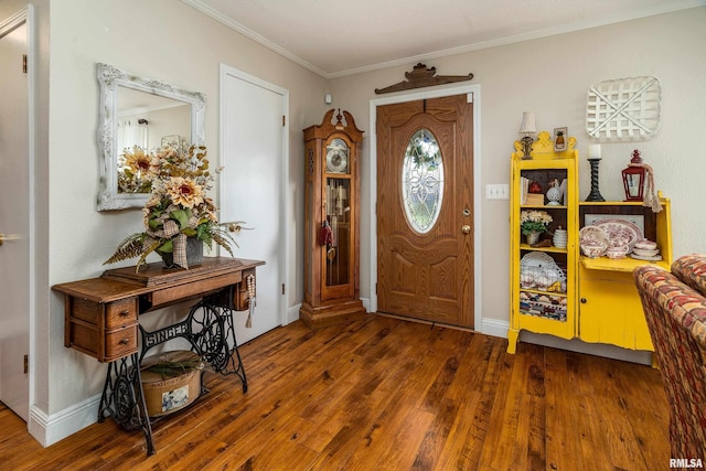 24 Karen Dr, Christopher, IL 62822 - foyer entrance featuring ornamental molding, baseboards, and wood finished floors