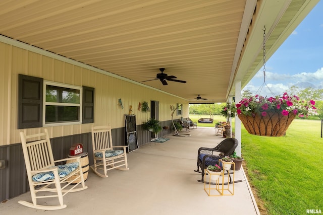 view of patio / terrace featuring a ceiling fan