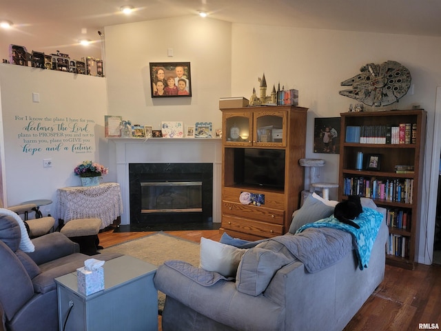 325 W N St, Dix, IL 62830 - living room featuring a fireplace with flush hearth and wood finished floors