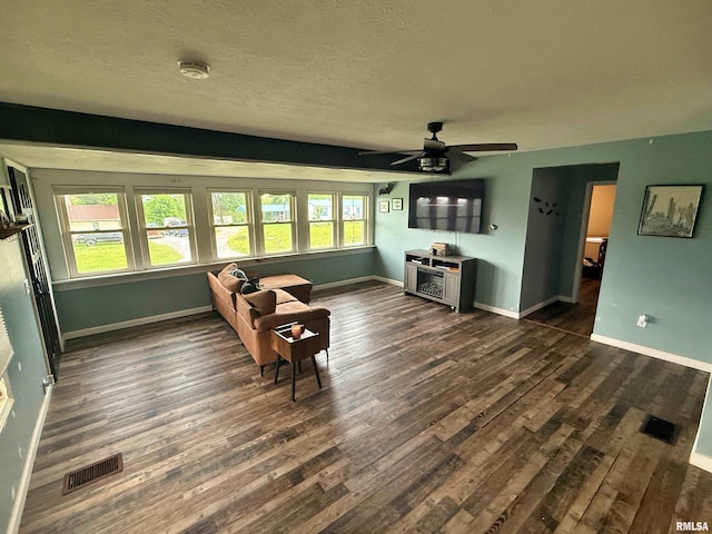 85 W State Highway 146, Golconda, IL 62938 - living area with baseboards, visible vents, and dark wood-style floors