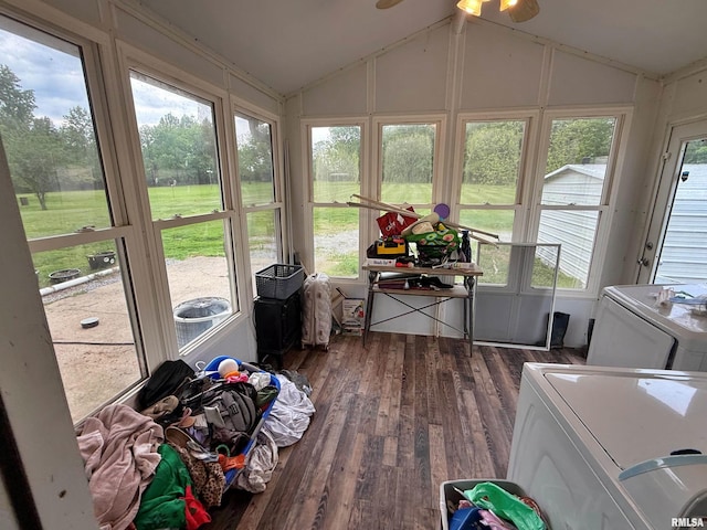 85 W State Highway 146, Golconda, IL 62938 - sunroom / solarium with washing machine and dryer, plenty of natural light, lofted ceiling, and wood-type flooring