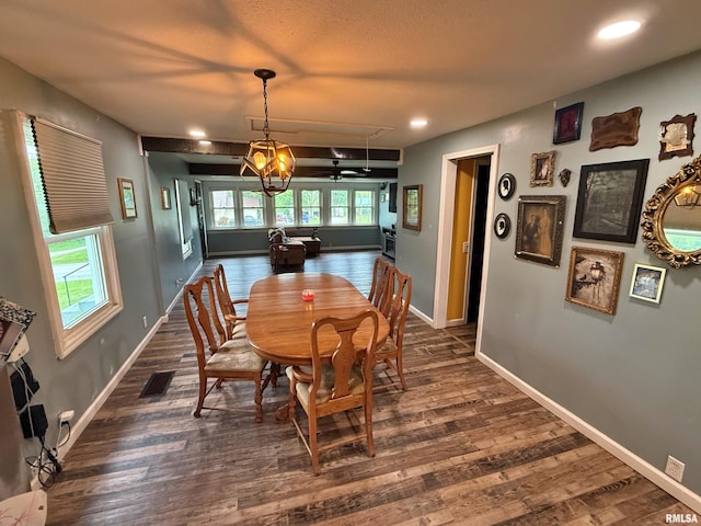 85 W State Highway 146, Golconda, IL 62938 - dining space with baseboards, recessed lighting, visible vents, and dark wood-type flooring