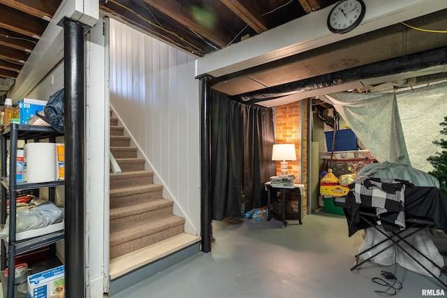 below grade area with stairs