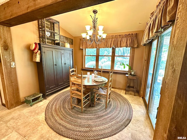 7 Lakewood Dr, Centralia, IL 62801 - dining area featuring a chandelier and lofted ceiling