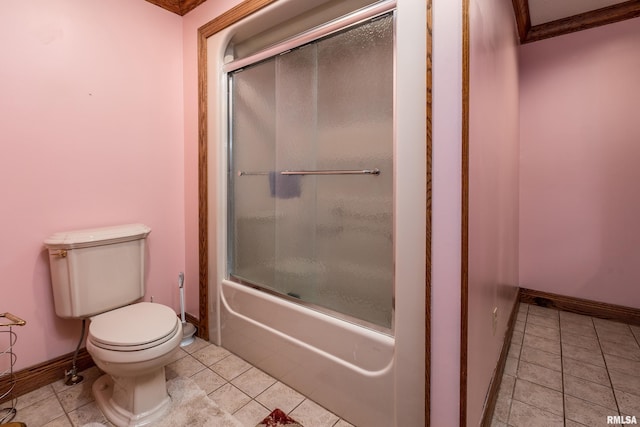 500 Swink Ln, Jonesboro, IL 62952 - bathroom with toilet, baseboards, tile patterned flooring, and shower / bath combination with glass door