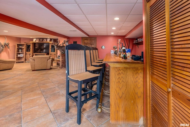 500 Swink Ln, Jonesboro, IL 62952 - indoor dry bar with tile patterned floors, a drop ceiling, and recessed lighting