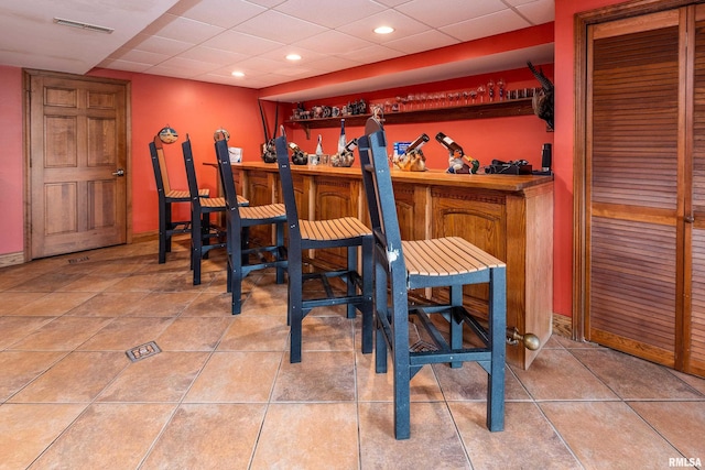 500 Swink Ln, Jonesboro, IL 62952 - indoor dry bar featuring a drop ceiling, tile patterned flooring, and recessed lighting