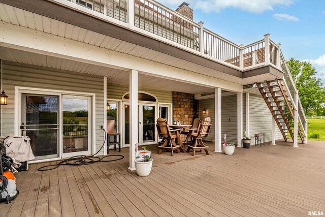 500 Swink Ln, Jonesboro, IL 62952 - deck featuring stairs and outdoor dining area
