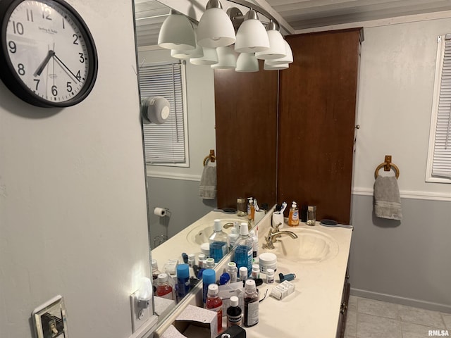 11729 Kevin Ln, Carterville, IL 62918 - bathroom featuring tile patterned floors, vanity, and baseboards