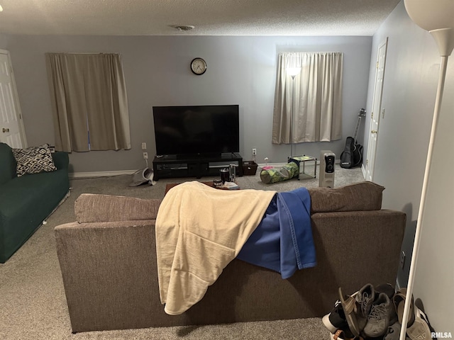 11729 Kevin Ln, Carterville, IL 62918 - carpeted living area with a textured ceiling and baseboards