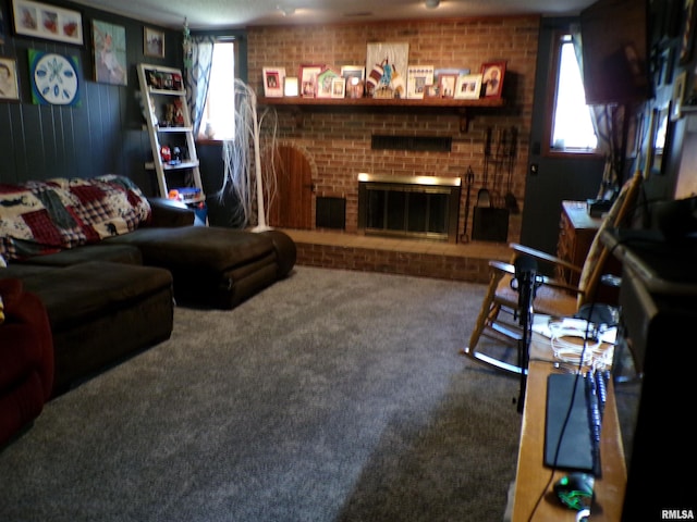 275 Prairie Ln, Sparta, IL 62286 - living room featuring plenty of natural light, carpet flooring, and a fireplace