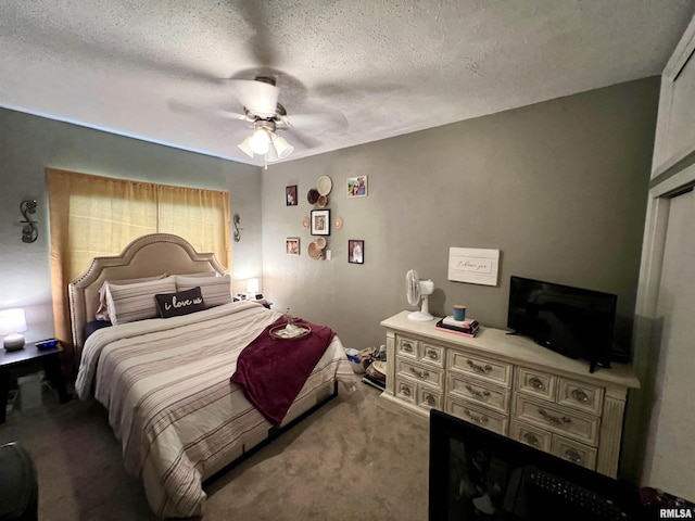 405 E Saint Louis St, West Frankfort, IL 62896 - carpeted bedroom with a textured ceiling and a ceiling fan