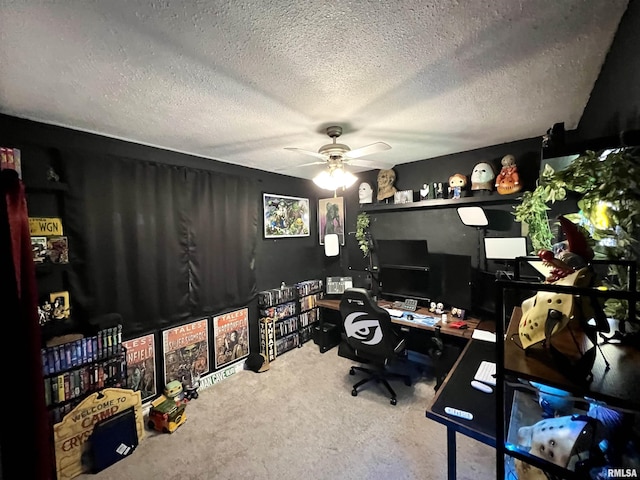 405 E Saint Louis St, West Frankfort, IL 62896 - office with carpet flooring, ceiling fan, and a textured ceiling