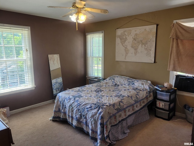 1806 Pace Ave, Mount Vernon, IL 62864 - carpeted bedroom featuring multiple windows, baseboards, and ceiling fan