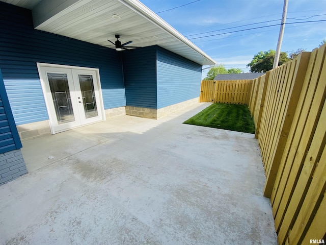 920 E 3rd St, Centralia, IL 62801 - view of patio / terrace featuring french doors, fence, and ceiling fan