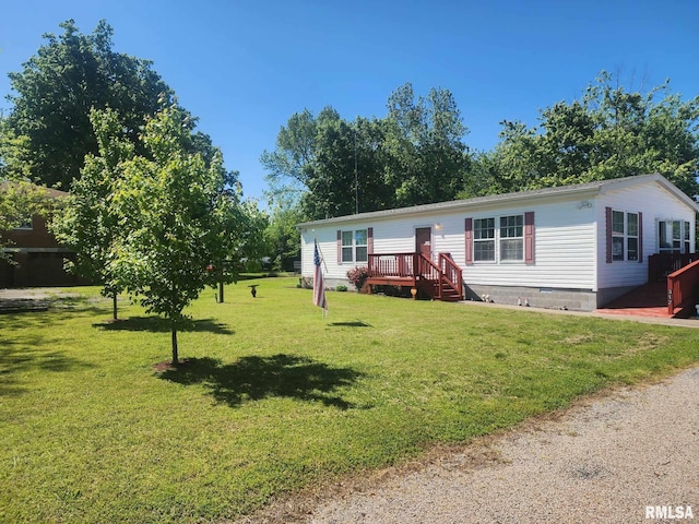 312 Beulah St, Christopher, IL 62822 - manufactured / mobile home with crawl space, a front yard, and a deck