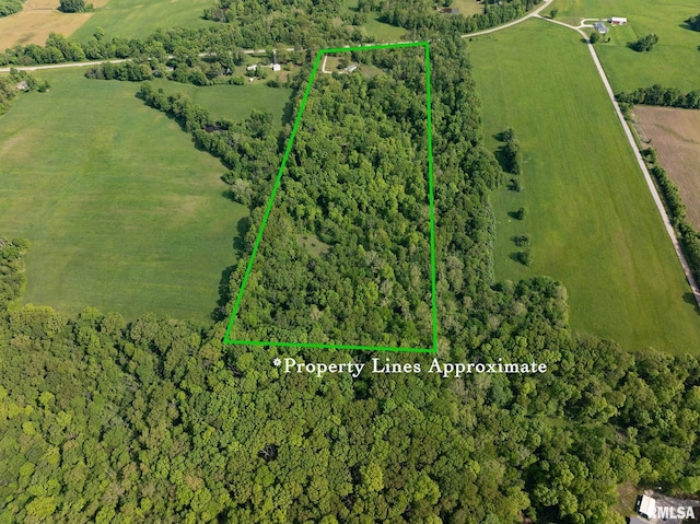 15751 E Tolle Rd, Mount Vernon, IL 62864 - aerial view of sparsely populated area with property parcel outlined and a forest