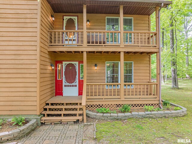 15751 E Tolle Rd, Mount Vernon, IL 62864 - property entrance featuring a balcony and covered porch