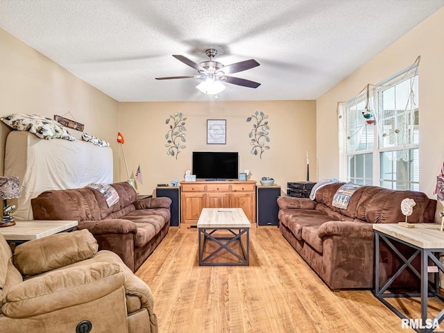 2234 Cascade Ln, Centralia, IL 62801 - living area featuring ceiling fan, a textured ceiling, and light wood-style flooring