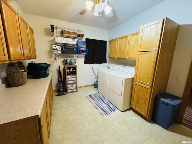 3621 Andrews Ct, Salem, IL 62881 - laundry area with separate washer and dryer, cabinet space, and ceiling fan