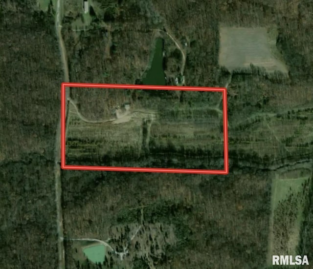7544 Geranium Rd, Oakdale, IL 62268 - aerial overview of property's location with property parcel outlined
