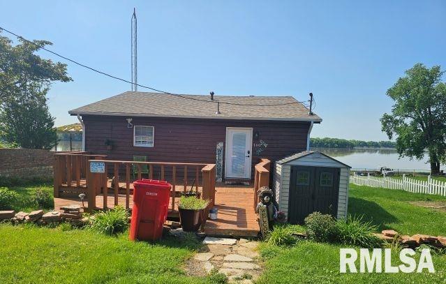 160 Front St, Elizabethtown, IL 62931 - rear view of property featuring a deck with water view