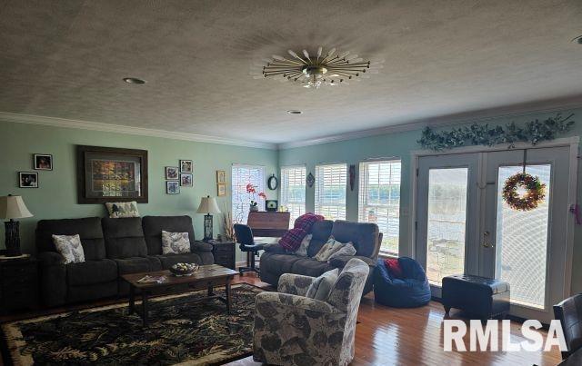 160 Front St, Elizabethtown, IL 62931 - living area with wood finished floors and ornamental molding