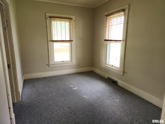 105 E Rea St, Valier, IL 62891 - empty room with plenty of natural light, carpet flooring, crown molding, and baseboards