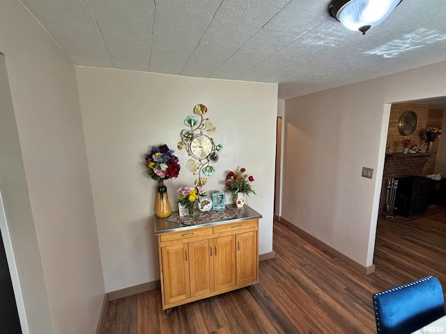 6556 S US-45 Rd, Brookport, IL 62910 - corridor featuring dark wood finished floors and baseboards