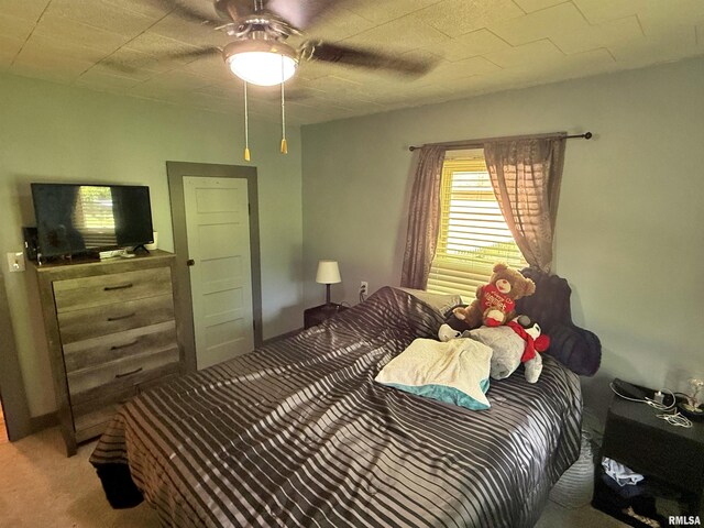 6556 S US-45 Rd, Brookport, IL 62910 - carpeted bedroom with a ceiling fan
