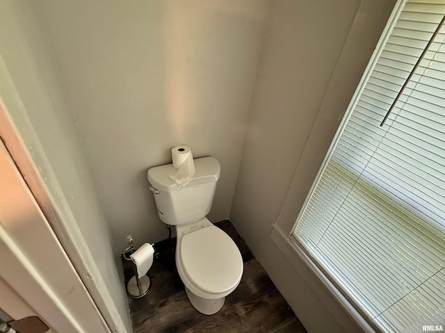 6556 S US-45 Rd, Brookport, IL 62910 - bathroom featuring toilet, wood finished floors, and baseboards
