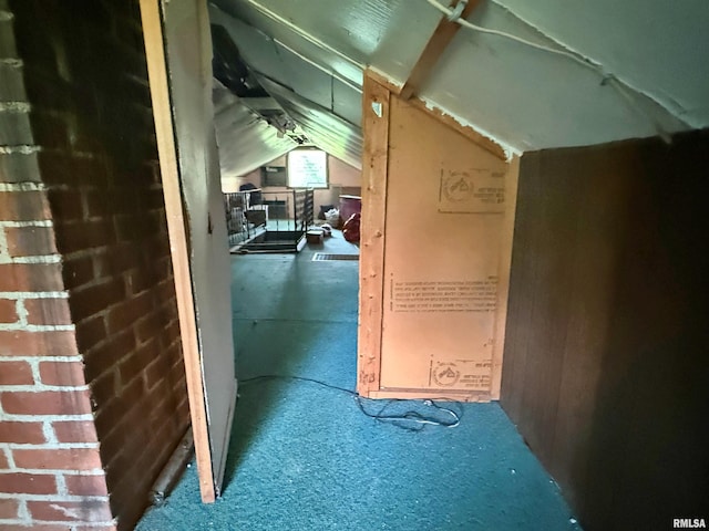 6556 S US-45 Rd, Brookport, IL 62910 - hall featuring lofted ceiling and carpet flooring
