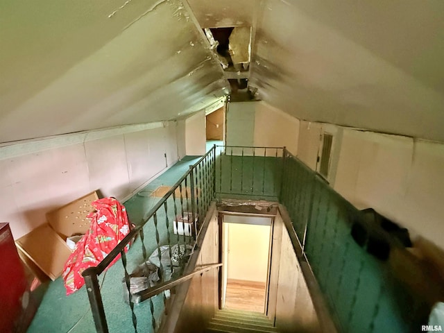 6556 S US-45 Rd, Brookport, IL 62910 - stairs featuring vaulted ceiling