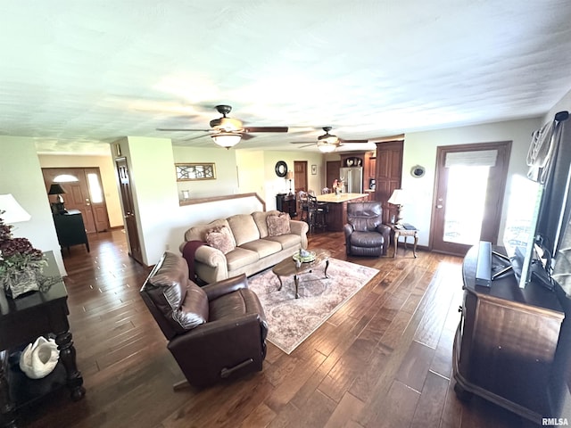 23208 N US Highway 51, Centralia, IL 62801 - living room with dark wood-style floors and a ceiling fan