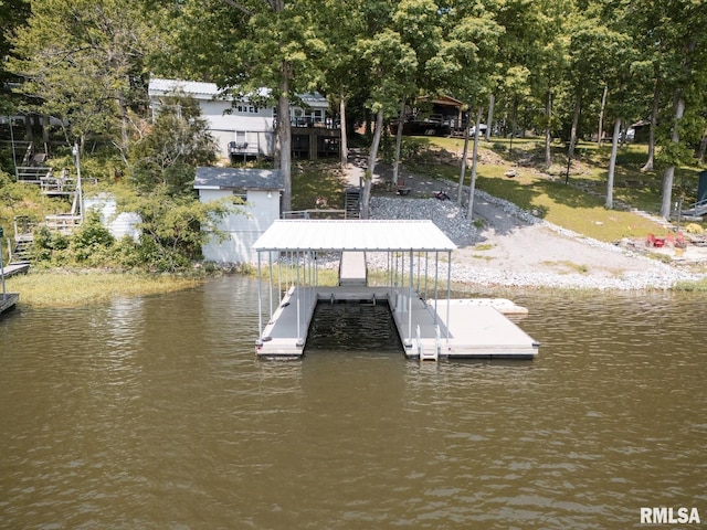 2560 Egyptian Hills Dr, Creal Springs, IL 62922 - dock area with a water view, boat lift, and stairs