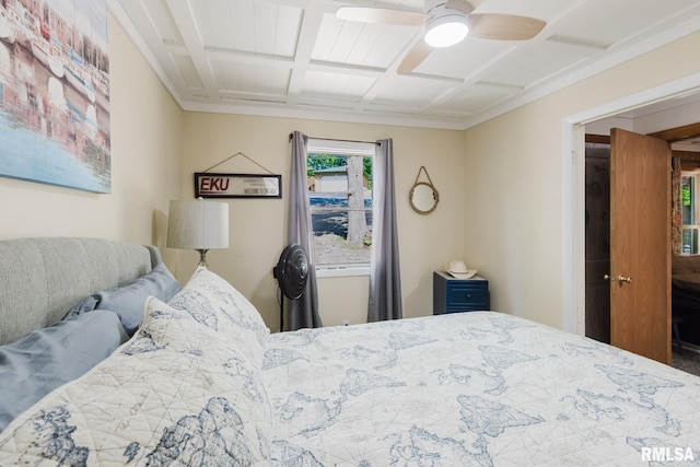 2560 Egyptian Hills Dr, Creal Springs, IL 62922 - bedroom featuring coffered ceiling and a ceiling fan