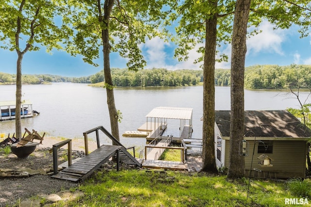 2560 Egyptian Hills Dr, Creal Springs, IL 62922 - dock featuring a water view and a forest view